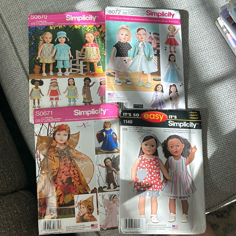 4 simplicity doll clothes patterns